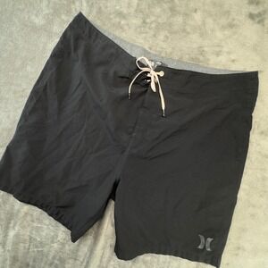 Hurley Swim Trunks Board Shorts Quick Dry Lightweight Black Size 38